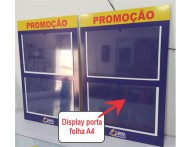 QUADRO- PLACA  PROMOÇÃO COM DISPLAY PORTA FOLHAS A4 DE PAREDE